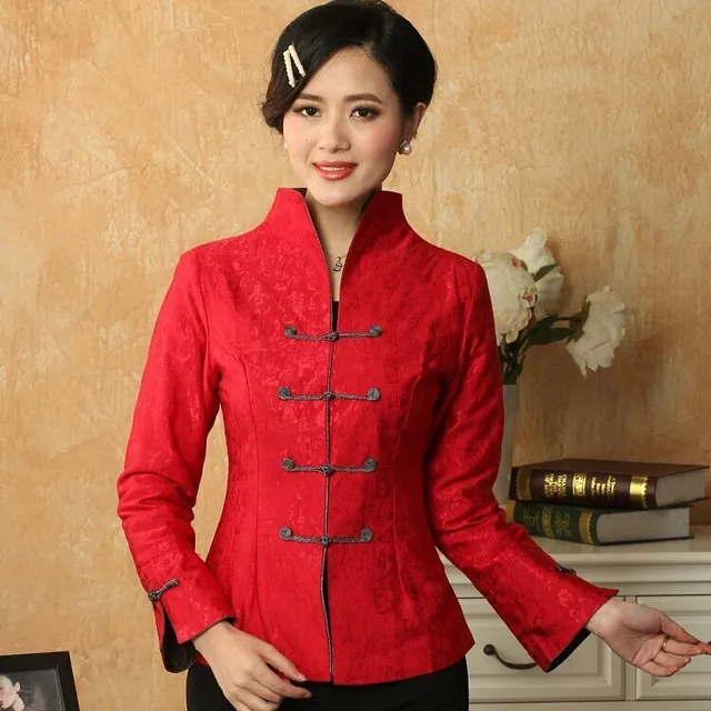 Promotion Hot Pink Lady Linen Cotton Outwear Chinese Style Top Mandarin