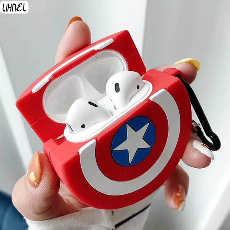 

Soft Silicon Bags for Air Pods Captain Shield Cartoon Case for Apple Airpods 1 2 American Hero Wireless Bluetooth Earphone Cover