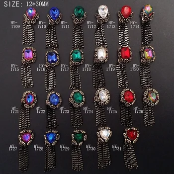 

Nail Art Decoration 12*30mm Rhinestone Button Hot Sale 40pcs/lot crystal Button Wedding Button Crystal DIY hair Accessories YG27