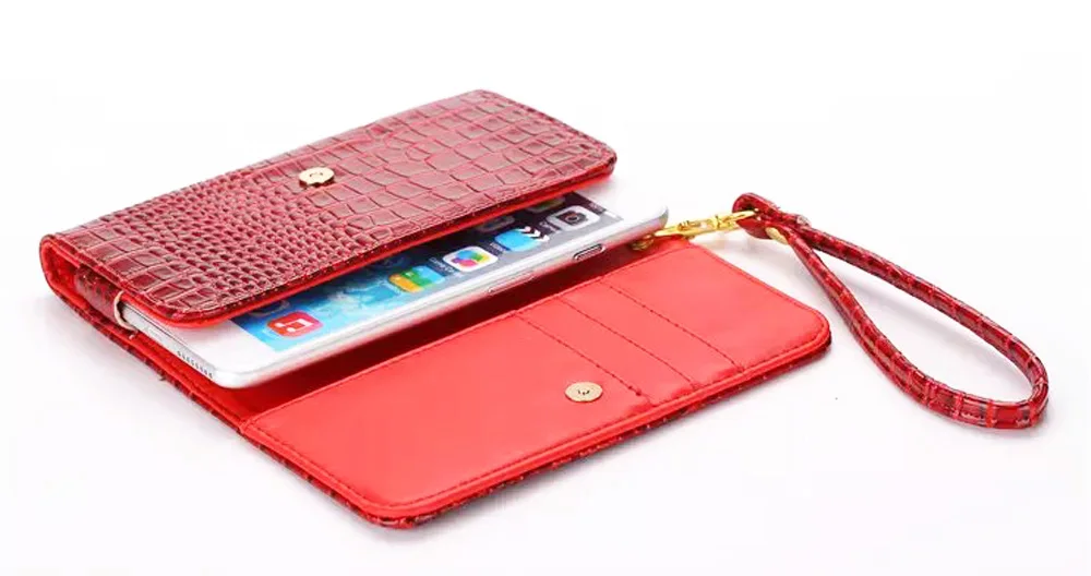 Lady Hand Strap Synthetic Mobile Phone Leather Case Card