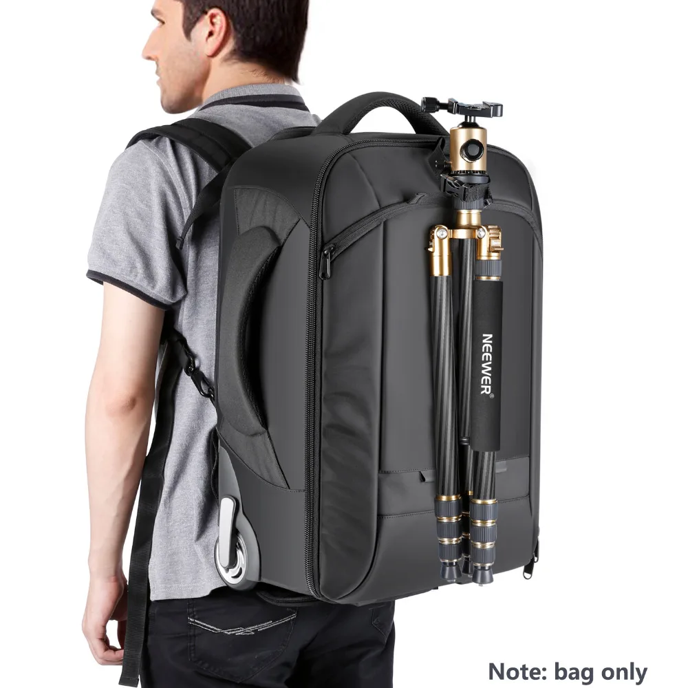 Tr/ípode Lentes y Otros Accesorios Antichoque Desmontable Compartimento Acolchado para C/ámaras SLR//DSLR Neewer 2-en-1 Convertible Mochila Equipaje Carretilla con Doble Barra y Ruedas Negro//P/úrpura