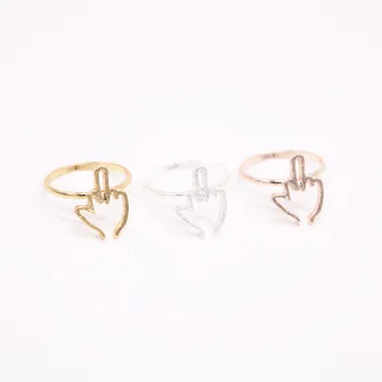 

one-finger salute rings rock element finger rings for women