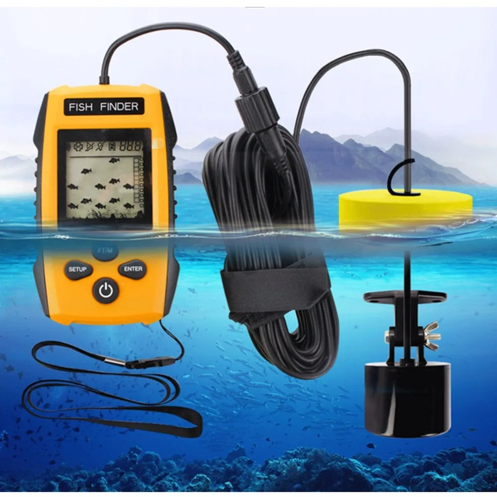 Portable Dot Matrix Fish Finder Wired Sonar Sensor Fishing Detector 0.7-100M Depth Sounder Alarm Lake Sea Fishing Tackle TL88