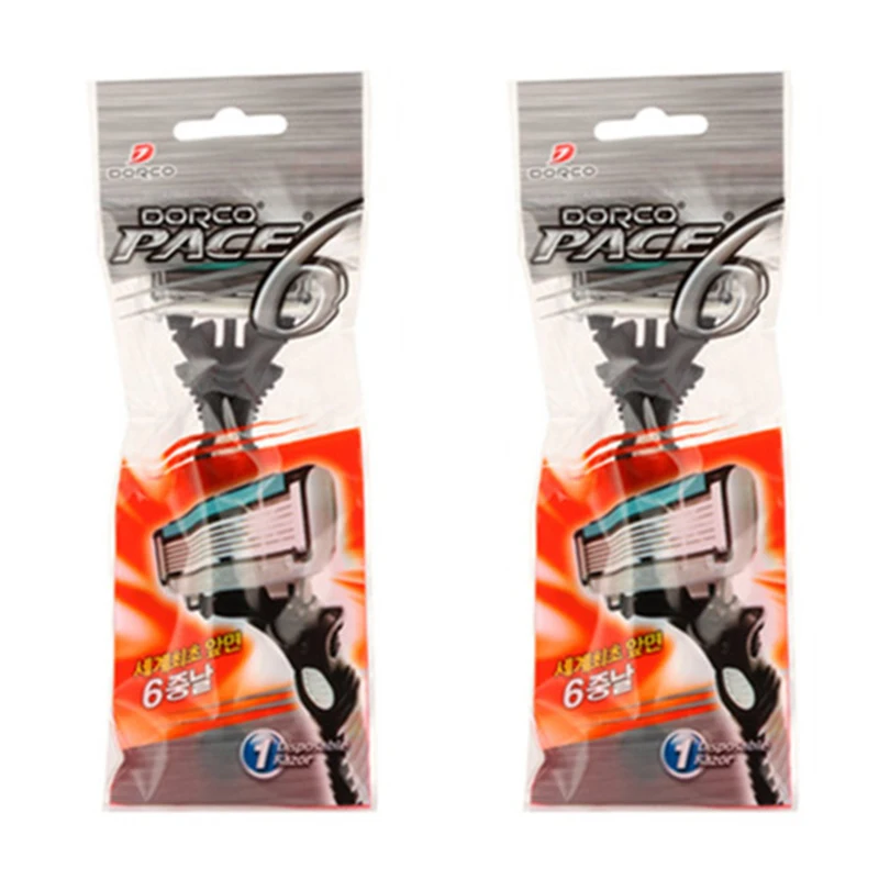 

Original DORCO 2Pcs/Lot Razor Blade For Men's Razor 6 Layer Shaver Travel Manual Shaving 2pcs Razors with Handle