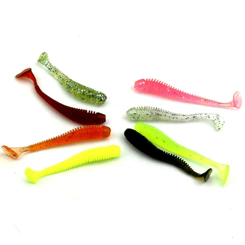 KKWEZVA 50pcs/Lot Fishing Lure 55mm/0.6g Silicone Lures For Fishing Soft  Bait Worm isca artificial Carp Fishing Tackle