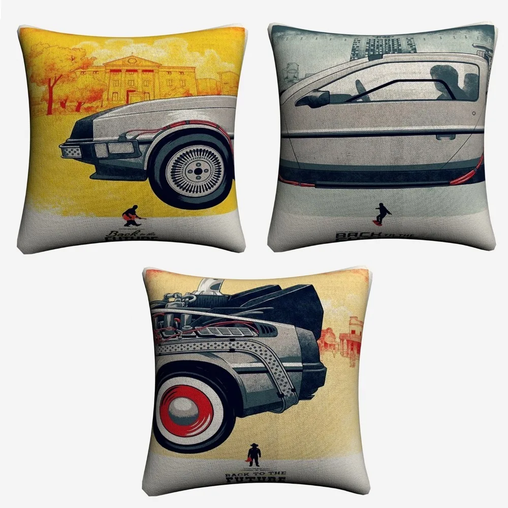 

Back To The Future Time Machine Decorative Cotton Linen Cushion Cover For Sofa 45x45cm Home Decor Throw Pillow Case Almofada