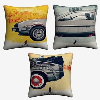 

Back To The Future Time Machine Decorative Cotton Linen Cushion Cover For Sofa 45x45cm Home Decor Throw Pillow Case Almofada