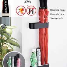 Porte-parapluie mural Portable | Support de rangement mural créatif, support mural adhésif pour pince de fixation, organisateur de cintre de rangement à la maison