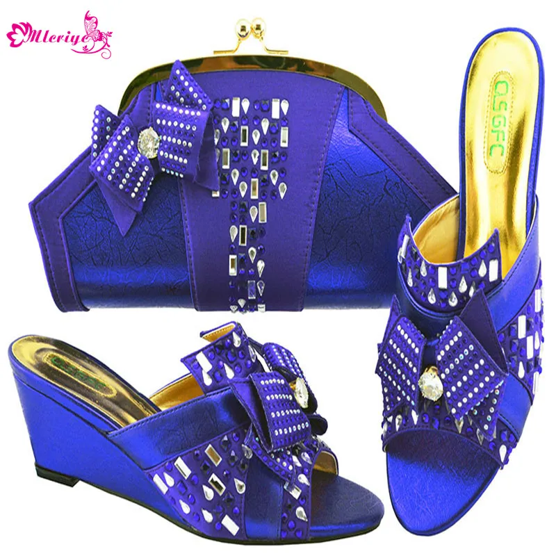 New Arrival Italian Women Matching Shoes and Bag Set African Wedding Shoe and Bag Set with Big Crystal Wedges Heels Women Shoes New Arrival Italian Women Matching Shoes and Bag Set African Wedding Shoe and Bag Set with Big Crystal Wedges Heels Women Shoes