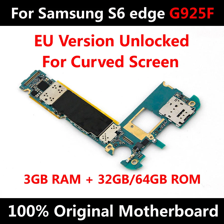

Logic Motherboard For Samsung Galaxy S6 edge G925F 32GB 64GB Factory Unlock Official Mainboard With Chips IMEI Android OS