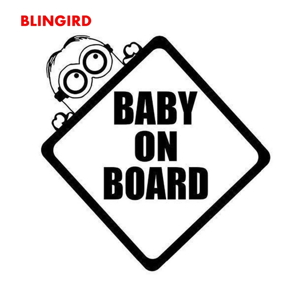 Blingird 11cm 11cm Minions Baby On Board Funny Cartoon Decal Car Stickers Exterior Accessories Car Styling Black White Baby On Board Baby On Board Funnyon Board Aliexpress