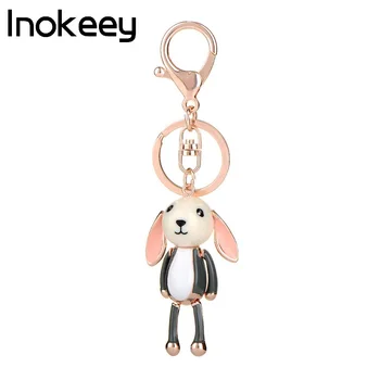 

Inokeey Alloy Enamel Rabbit Key Chain Women Metal Beautiful Animal Bag Key Ring Fashion High Quality Accessories Key Gifts