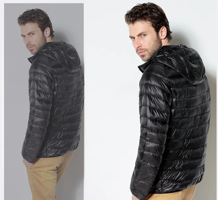 Осень и зима новая пуховая куртка Для Мужчин's тонкая короткая куртка с капюшоном молодых студентов с светильник пуховая куртка