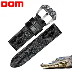 DOM крокодил ремешок из натуральной кожи ремешок для мужчин ремешок 22 24 26 ремешок для часов, мм кожа аллигатора ремень для часов