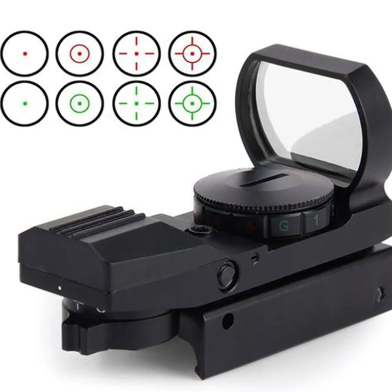 

20mm/11mm Rail Riflescope Hunting Tactical Holographic 1x22x33 Reflex Red Green Dot Sight Scope