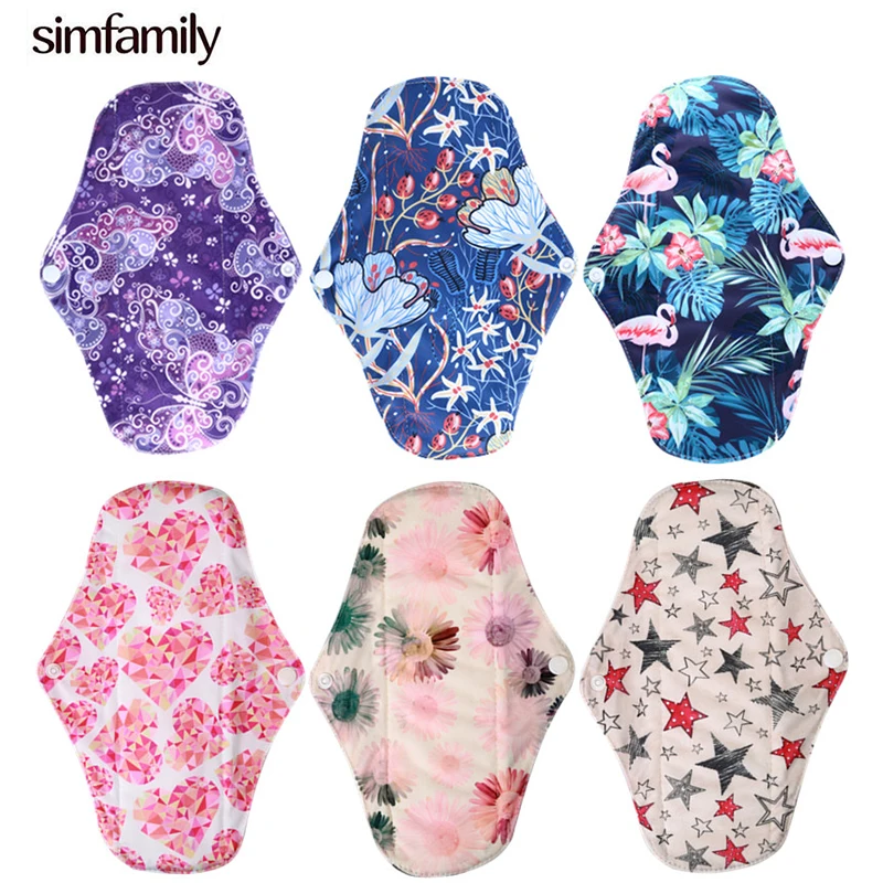 

[simfamily] 10PC Bamboo Charcoal Sanitary Pads Regular Flow pads Reusable Health higiene feminina Menstrual Cloth Pads