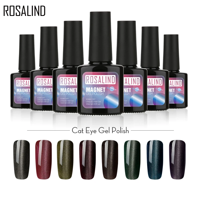 

ROSALIND Gel 1S 10ml Cat Eye Gel nail Polish Soak Off 8Colors Nail Art Needed Magnetic stick Semi Vernis Permanent gel lacquer