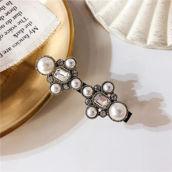 2 Big Pearls Новые винтажные аксессуары для волос кристалл цветок имитация жемчуга крест заколки для волос клипсы корейская мода заколки для волос подарок H6530 - Окраска металла: 2 Big Pearls
