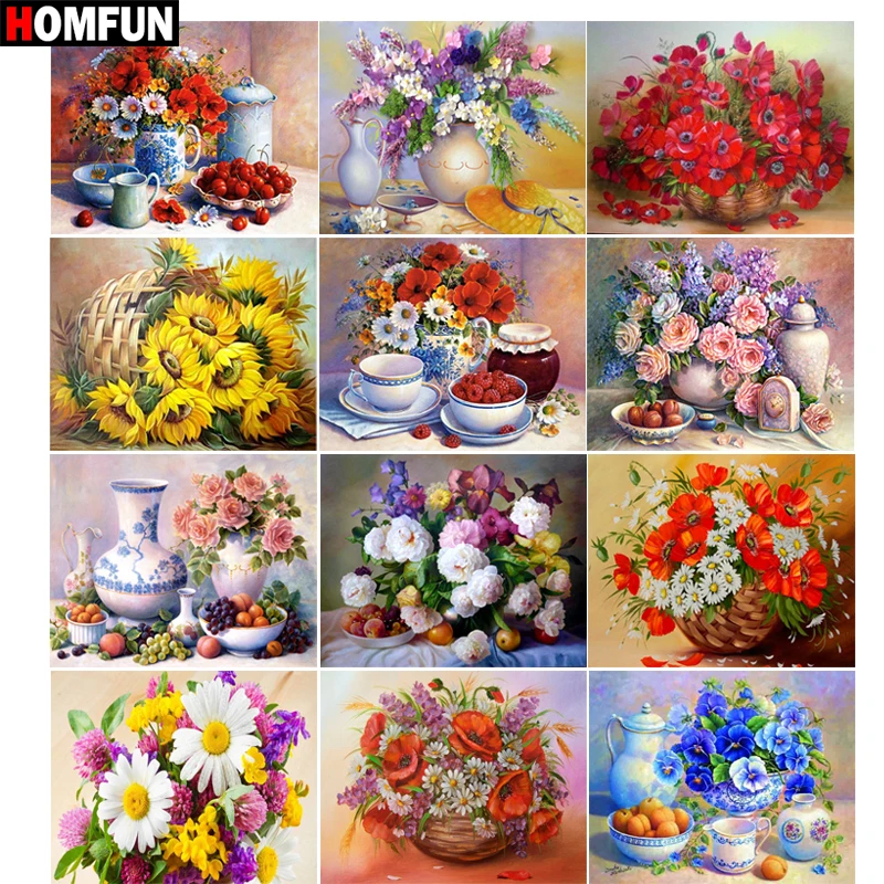 

HOMFUN Full Square/Round Drill 5D DIY Diamond Painting "Colored flower" 3D Embroidery Cross Stitch 5D Home Decor Gift BK01