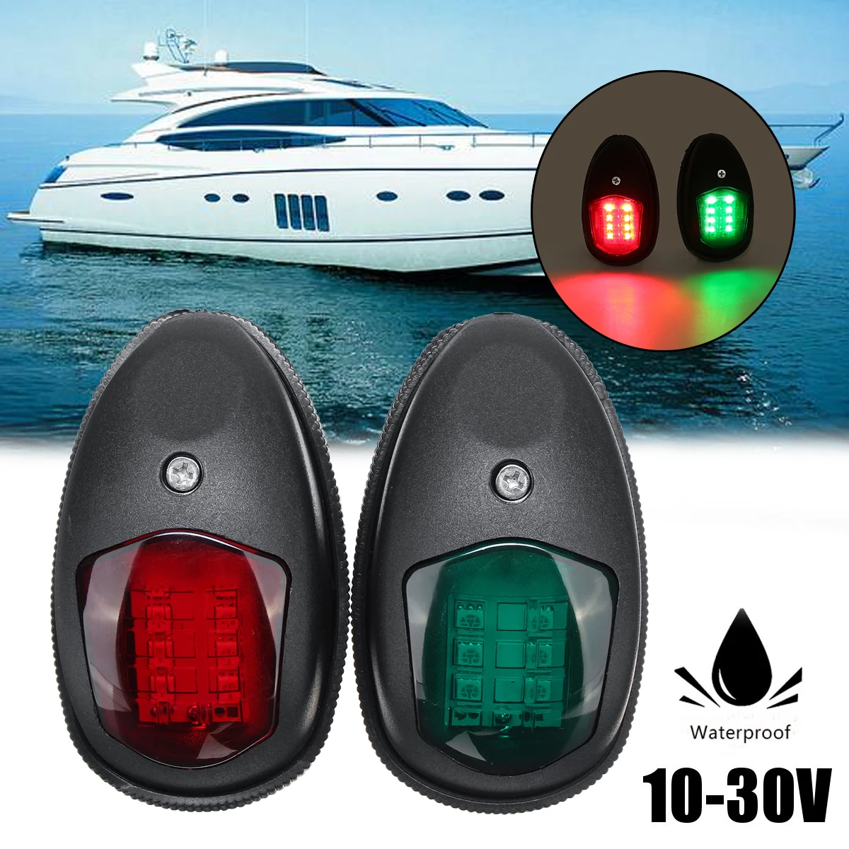 

2Pcs Universal LED Side Light Signal Lamp Side Marker Light Navigation Lamp For Marine Boat Yacht Truck Trailer Van