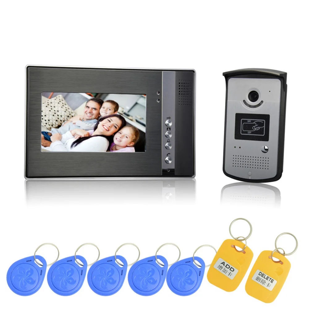 buy (1 set) 7 inch One to One Video Door Phone Color Display Door Access control system Use RFID card unlock release high definition