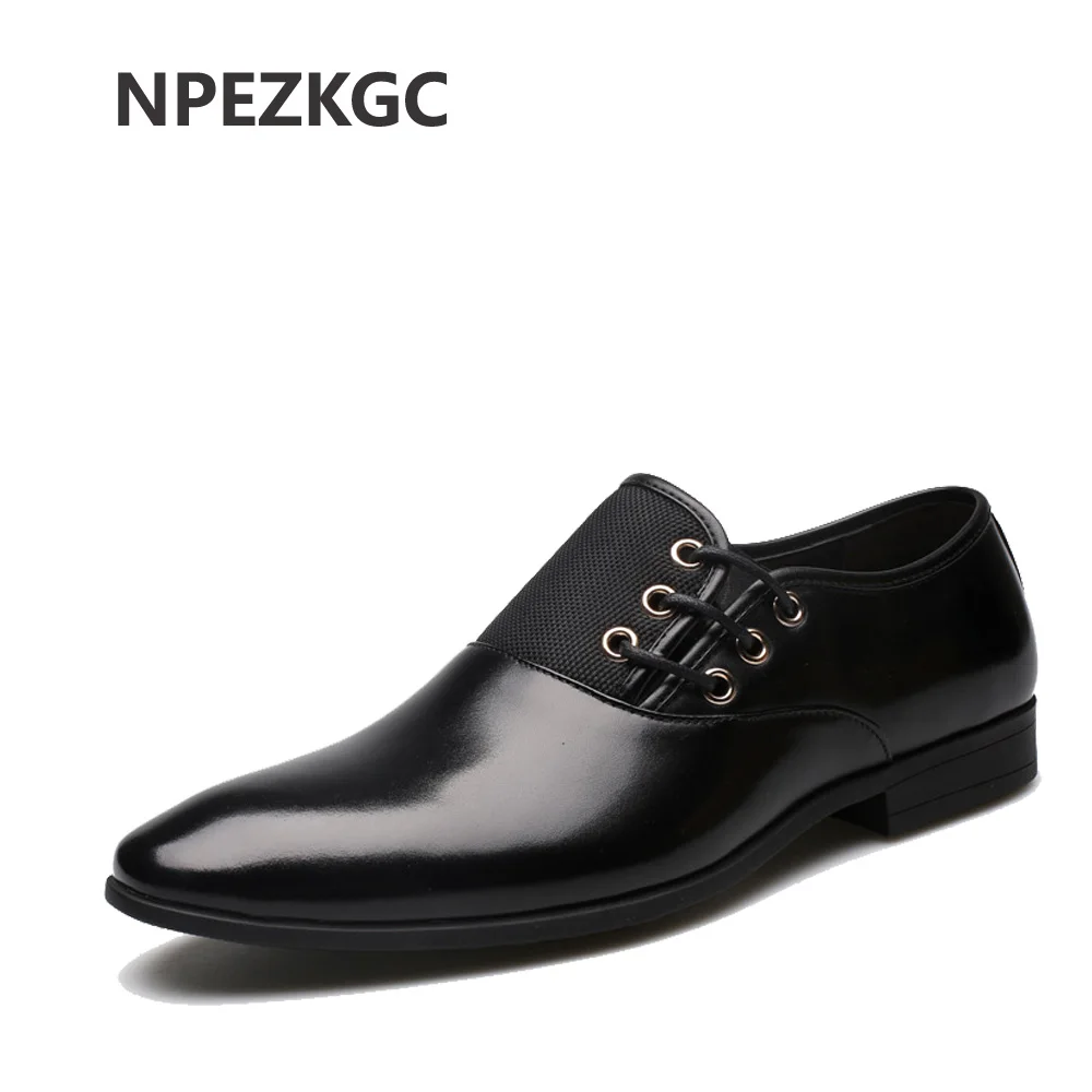 baratas NPEZKGC Genuínos Homens de Couro Sapatos Oxford, Sapatas Dos Homens de Negócios Lace Up, Homens Se Vestem Sapatos de alta Qualidade Homens Flats