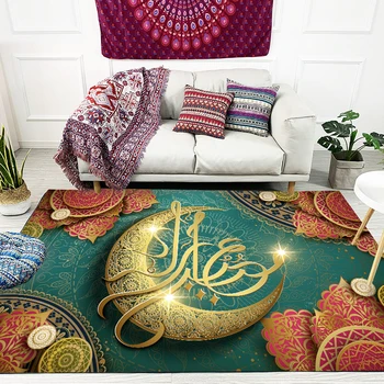 

Retro Middle East Ramadan Kareem Festival Gift Moon Print Bedroom Living Room Parlor Area Rug Rectangle Carpet Kitchen/Doormat