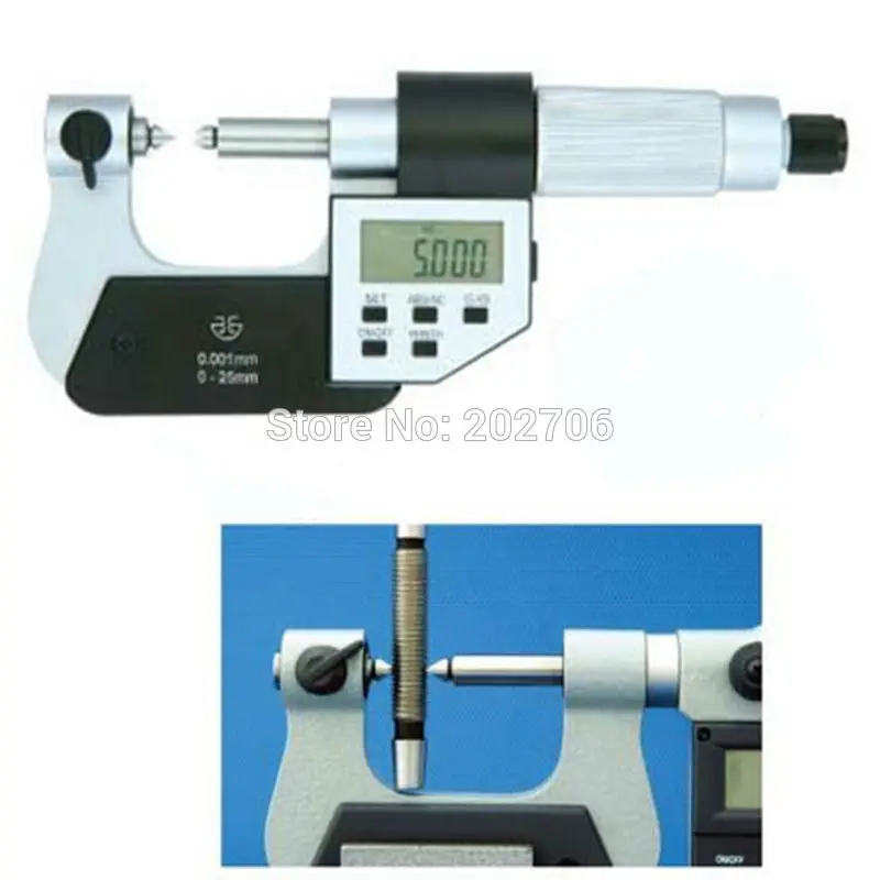 25-50 мм цифровые винтовые резьбовые Микрометры с двойными измерительными усилиями