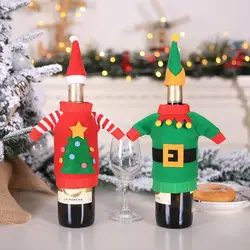 Рождественская бутылка вина обложка комплект вина декоративное покрытие Новогоднее рождественское настольное украшение для дома