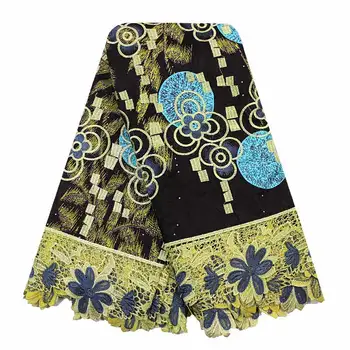 

High Quality Fashion Printed French Colorful hot wax fabric stones lace for African woman dresses WL1-1