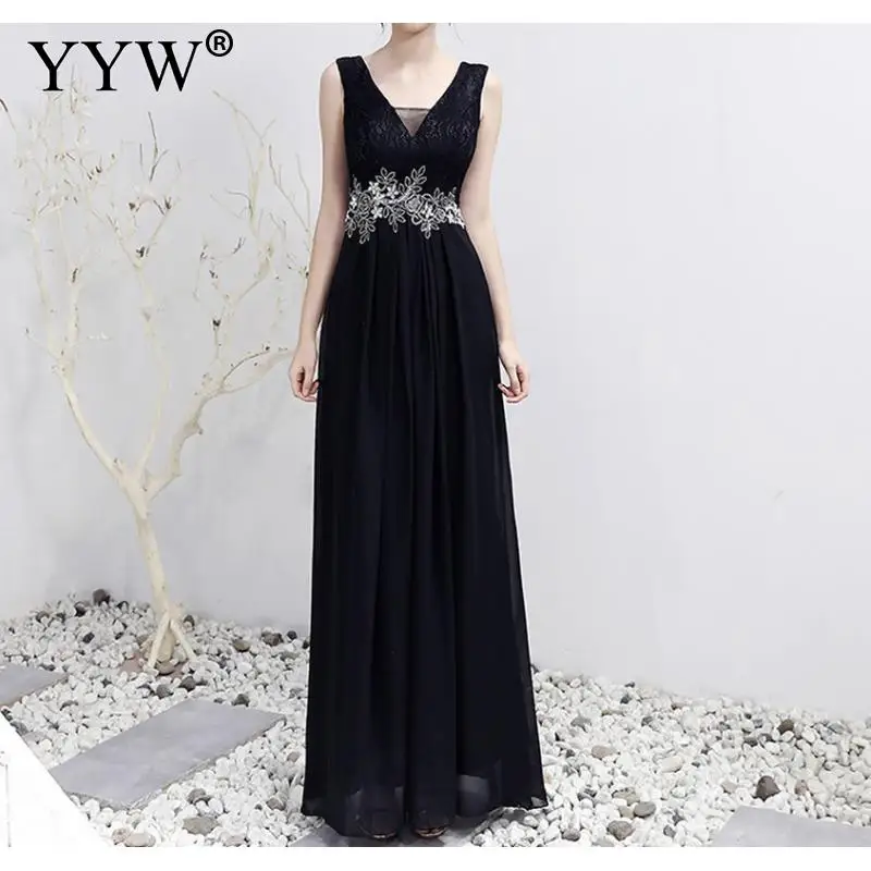 Plus Size 3XL Avond Party Lange Jurk Elegant Applicaties Geplooid Chiffon Toga Sexy v-hals Mouwloze Kant Maxi Lange Jurk vrouwen Plus Size 3XL Avond Party Lange Jurk Elegant Applicaties Geplooid Chiffon Toga Sexy v-hals Mouwloze Kant Maxi Lange Jurk vrouwen