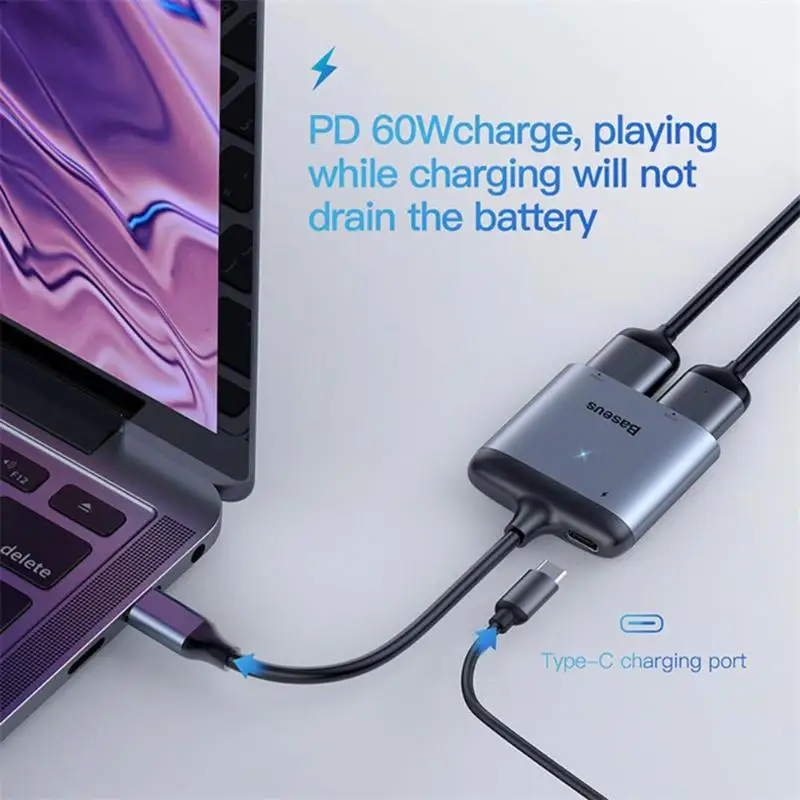  Baseus 4K USB C to HDMI Adapter Type-C to Dual HDMI Dispaly PD Fast Charge Adapter HUB Docking Stat