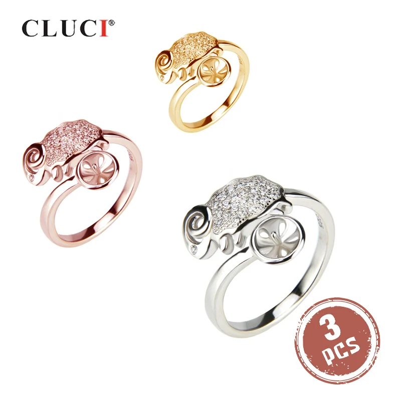 

CLUCI 3 шт., милое кольцо из циркония с овцами, ювелирные изделия для женщин, подарок, регулируемое кольцо из розового золота SR2060SB