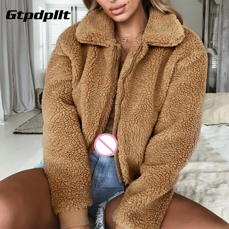 

Gtpdpllt Warm Cashmere jacket coat 4 colors chaqueta mujer Coat women Plush Winter pocket jaqueta feminina harajuku clothes