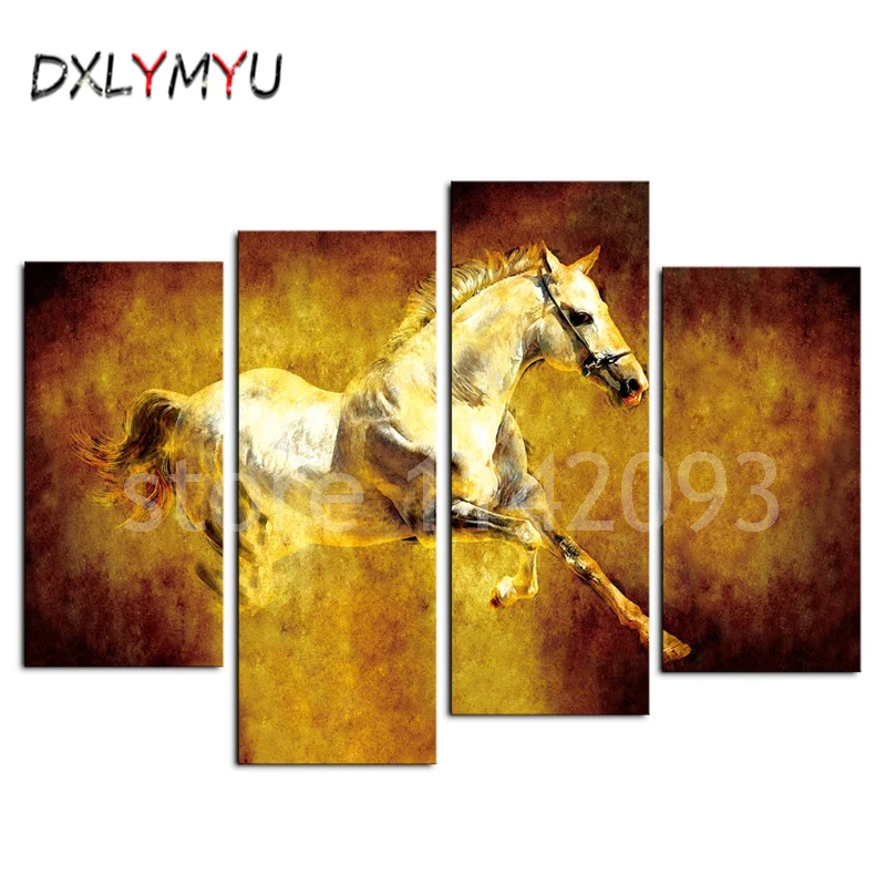 

Diamond Mosaic Crafts 4PCS Multi-picture Horse Full Square 5D Diamond Painting Rhinestones Embroidery Animals Picture Decor