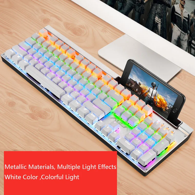 

Steampunk Backlit Mechanical Keyboard Black Blue Switch 104 Keys Retro LED Keycap Gaming Keyboards Computer Gamer with Shelf