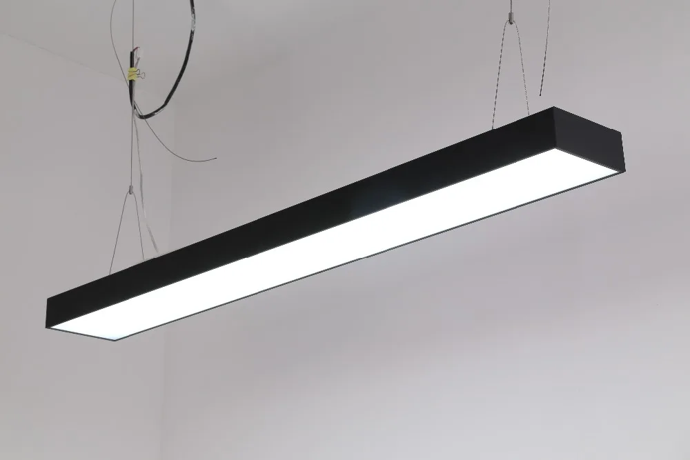 Бесплатная доставка Черный Корпус большой Размеры подвесной светодиодный линейный офис лампы высокого качества алюминий + PC Обложка 3 года