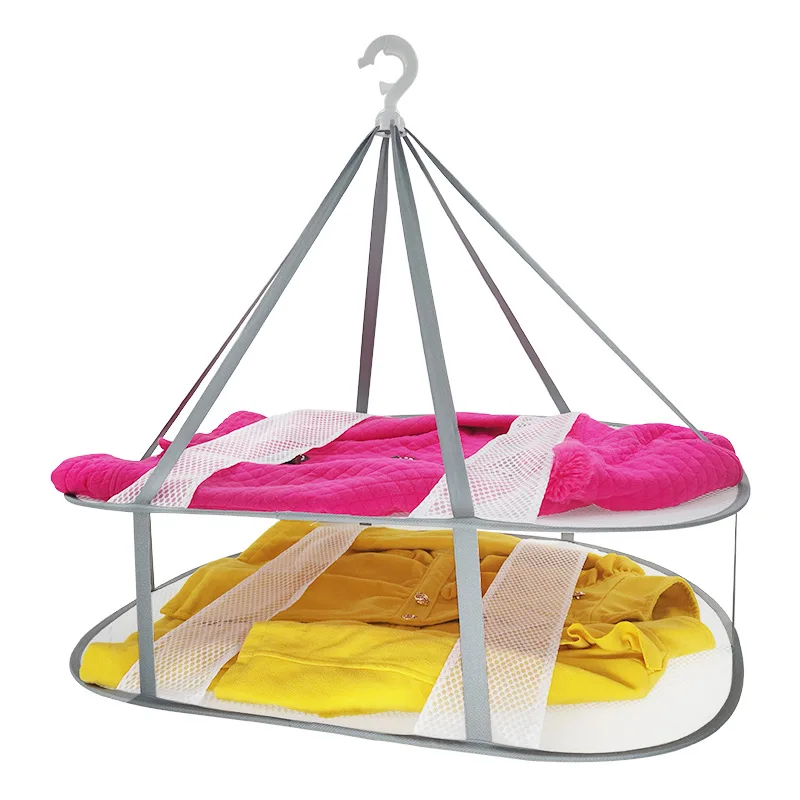 

Double Layer Hanging Drying Net Folding Thickened Wind-proof Multi-function Underwear Mesh Hanger Sweater Clothes Dryer Basket