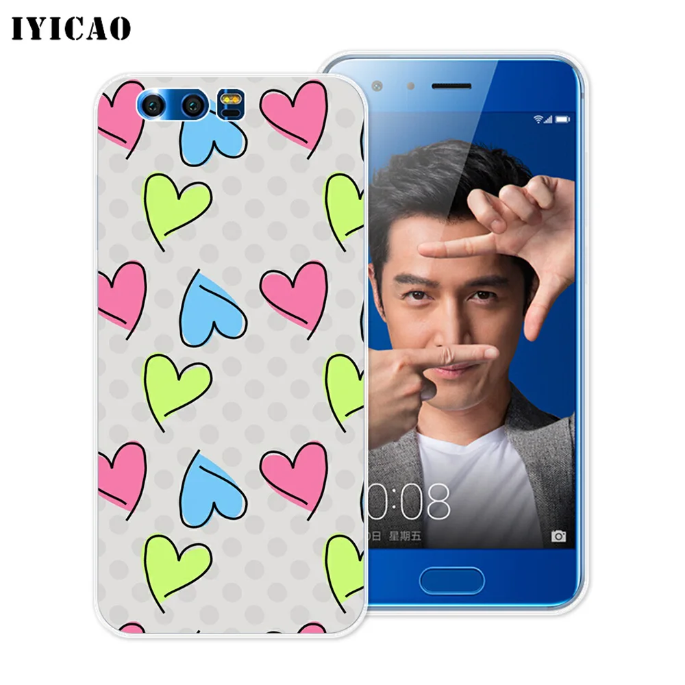 Мягкий силиконовый чехол IYICAO neon love hearts для Huawei Y9 Y7 Y6 Prime 2018 Honor 8C 8X 8 9 10 Lite 7X 7C 6A 7A