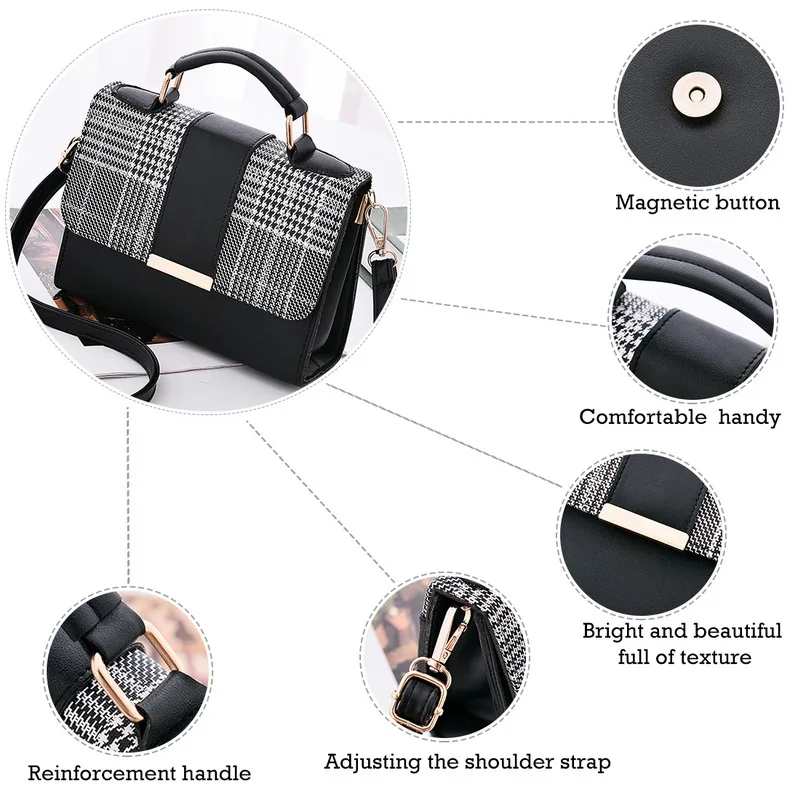 Women Bag Leather Handbags PU Shoulder Small Flap Crossbody Bags for Women Messenger