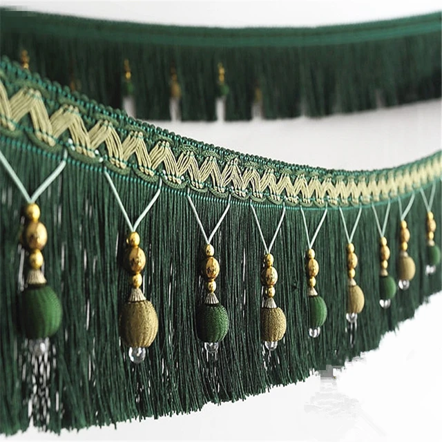 Braided Hanging Beads, Color Black, Tassel Trim Fringe Fabric Ribbon  Trimming Handwork DIY Craft Sewing Accessory Lace for Home Curtain Table