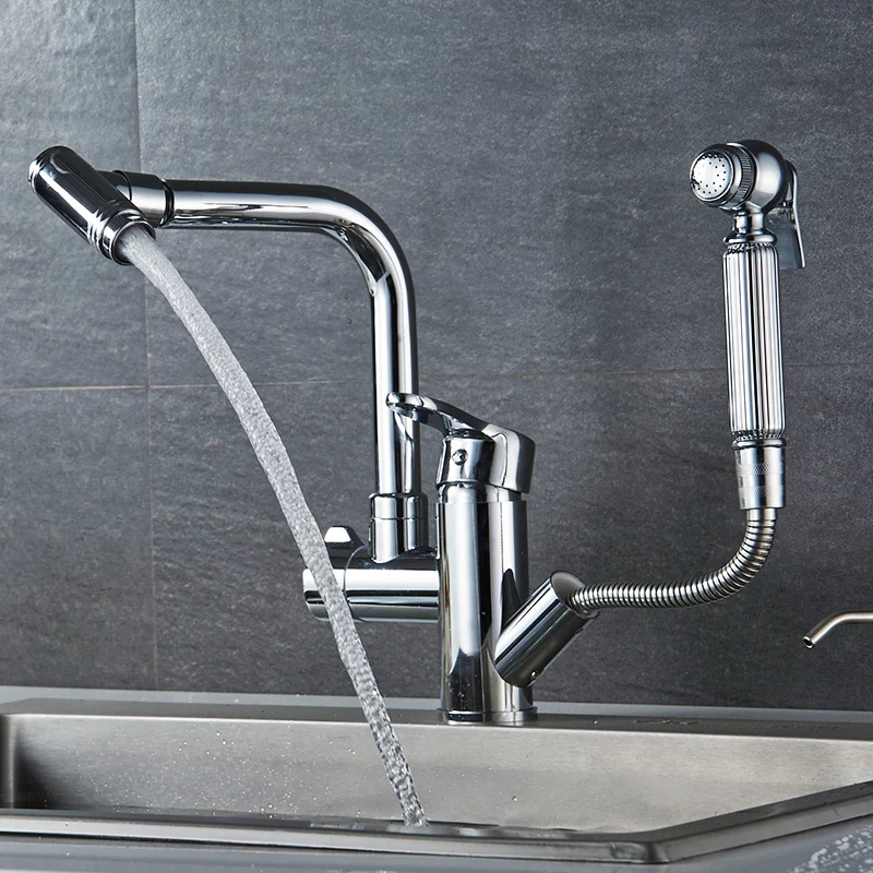 Fapully kitchen mixer pull out faucet brass doudle handle kitchen faucets two spout kitchen sink faucet 511-33C Fapully kitchen mixer pull out faucet brass doudle handle kitchen faucets two spout kitchen sink faucet 511-33C