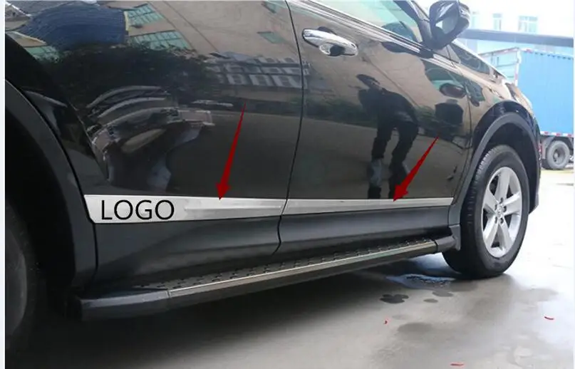 

Side Door Mouldings Stainless Steel Side Door Body Trim Cover Stickers For Toyota RAV4 RAV 4 2014 2015 2016