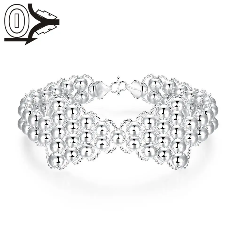 

Free Shipping Wholesale Silver Plated Bracelet,Wedding Jewelry Accessories,European Fashion Classic Bow Beads Female Bracelets