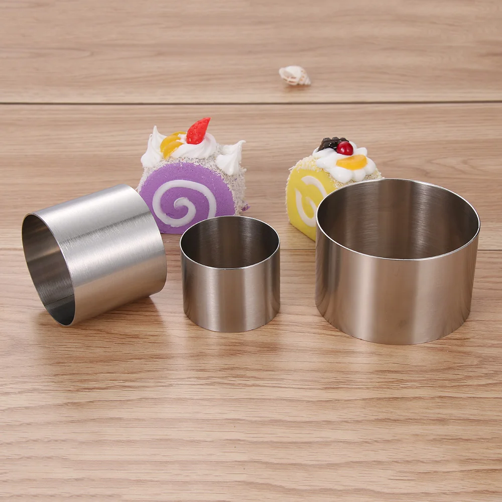 1PC New DIY Mini Silver Round Mousse Stainless Steel Ring Mold Cake
