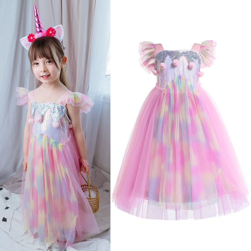 

fantasia infantil Kids Dresses For Girls Birthday Unicorn Dress For Girl Cosplay Party Princess Dress Children Halloween Costume