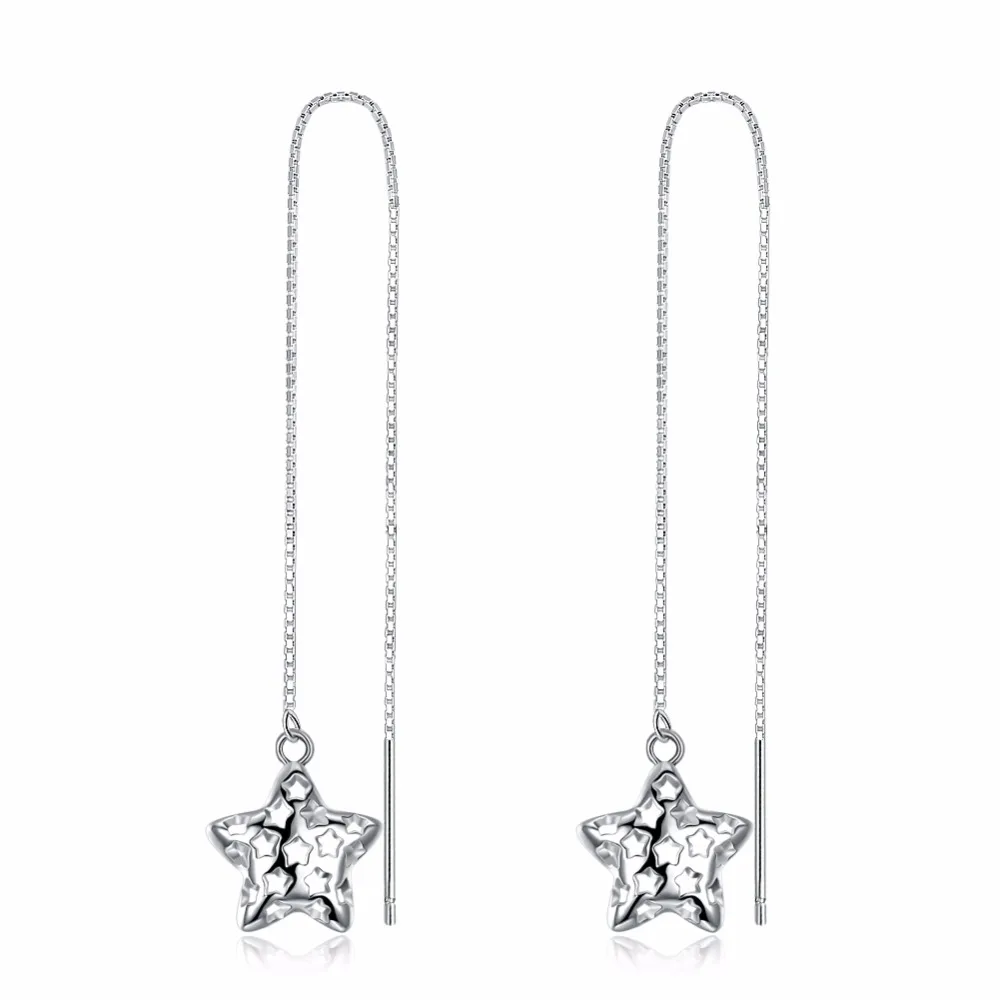

Otogo Transing 2019 new arrive Fashionable star hollowed out 0.6mm box of pure silver and long Jewelry earring in party SVE251