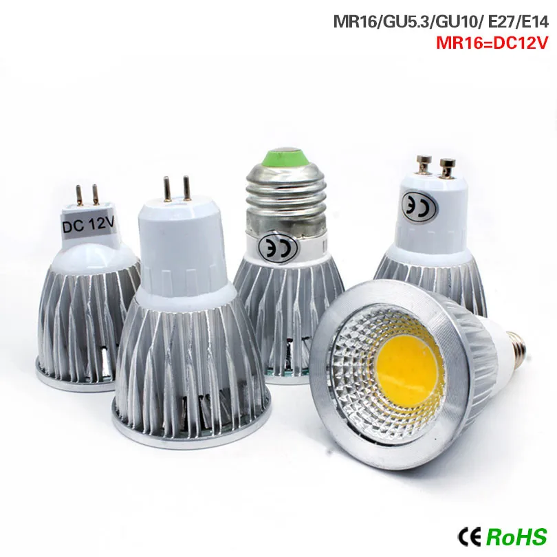 

Dimmable E27 E14 GU10 MR16 LED COB Spotlight Ultra Bright 6w 9w 12w 15w Spot Light Bulb high power lamp AC DC 12V or 85-265V