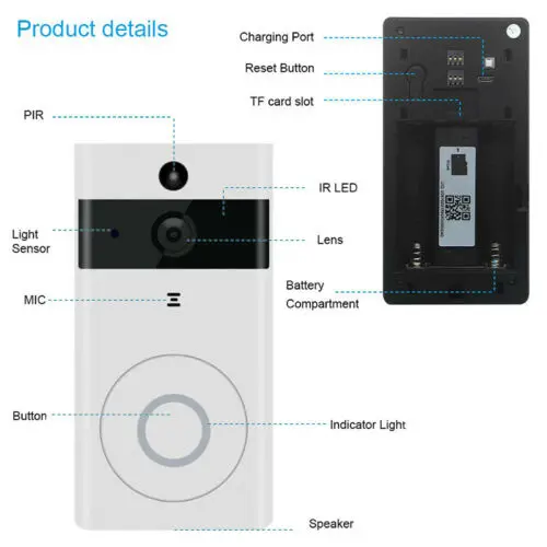 

Smart WiFi Doorbell Camera Video Wireless Remote Door Bell CCTV Chime Phone APP