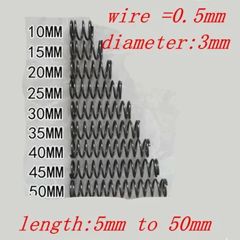 

50pcs wire 0.5mm OD=3mm length 10mm to 50mm Small spot spring wire micro spring compression spring pressure spring